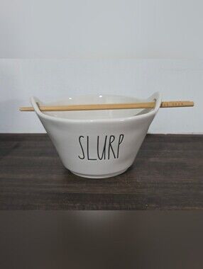Rae Dunn 'SLURP' Noodle Bowl with Chopstick Rest